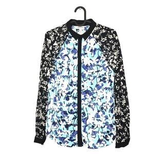 Peter Pilotto Target Color Block Lace Sleeve Top